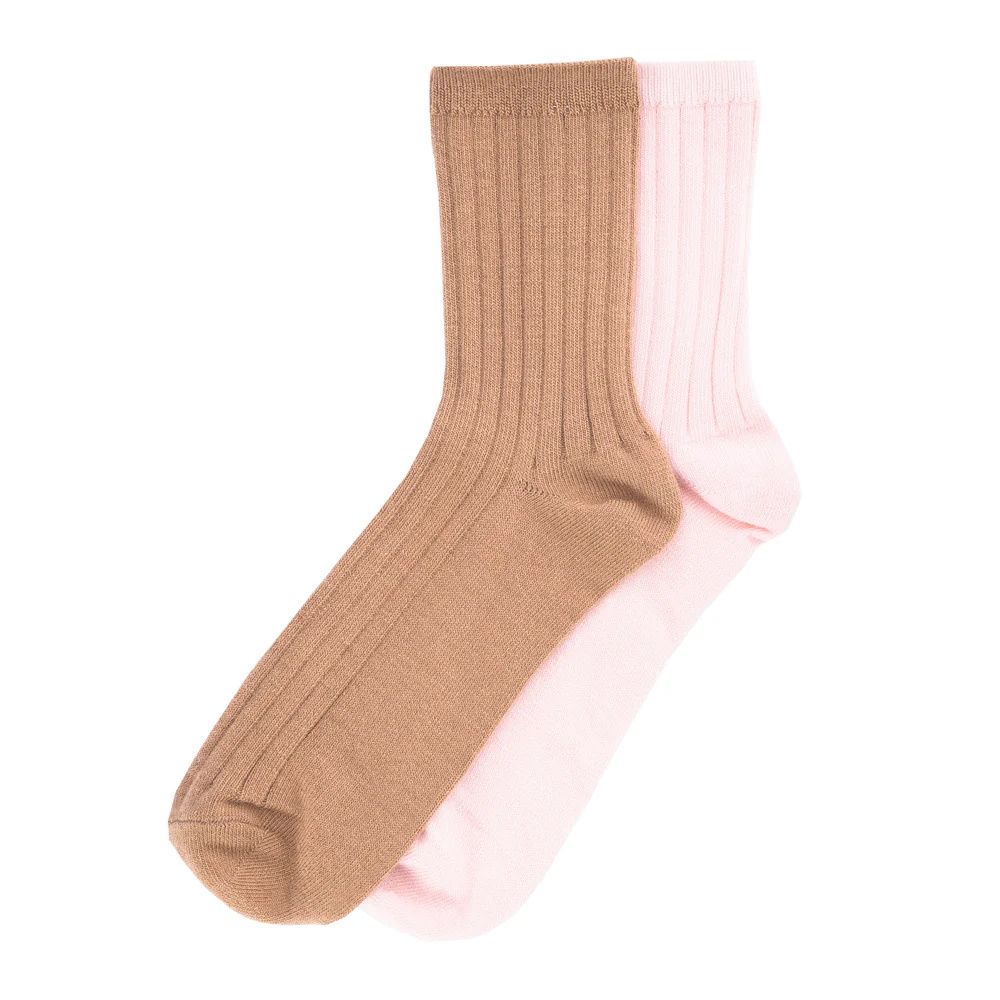2 Pack Medium Ribbed Demi Crew