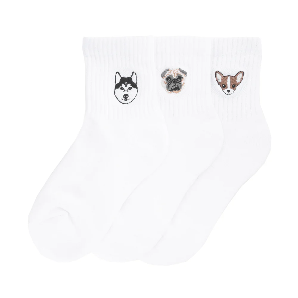 3 Pack Medium Embroidered Half Crew