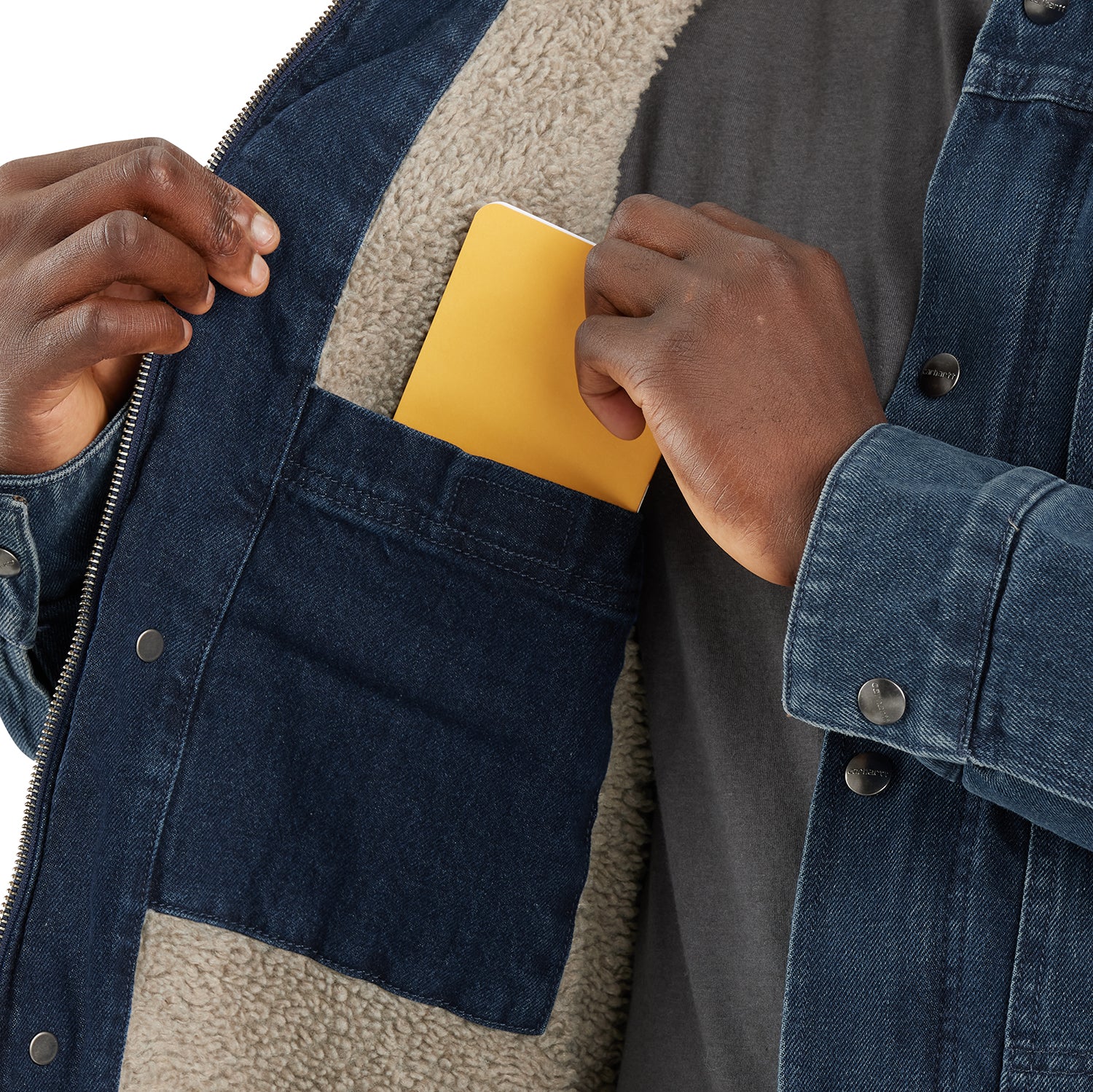 Relaxed Fit Denim Sherpa Jacket -Mens - Image 3