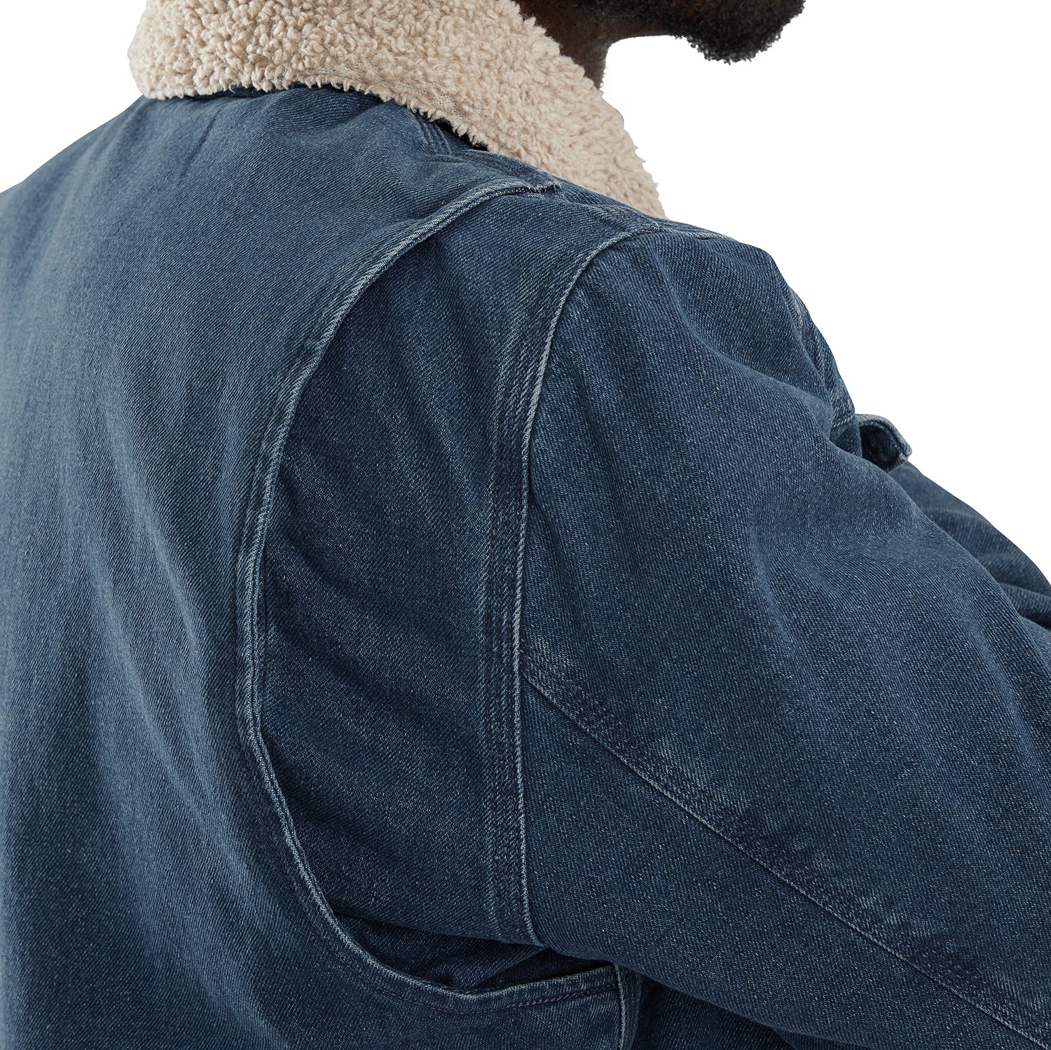 Relaxed Fit Denim Sherpa Jacket -Mens - Image 5