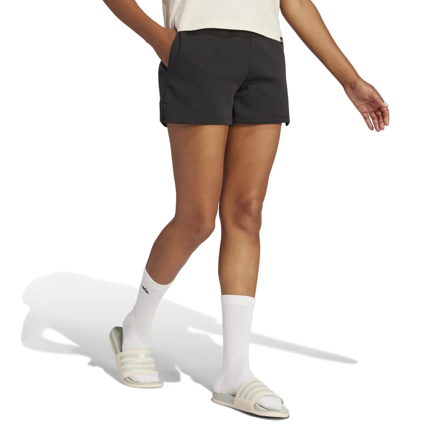 Essentials 3 Stripes Cotton Shorts - Womens - Image 4