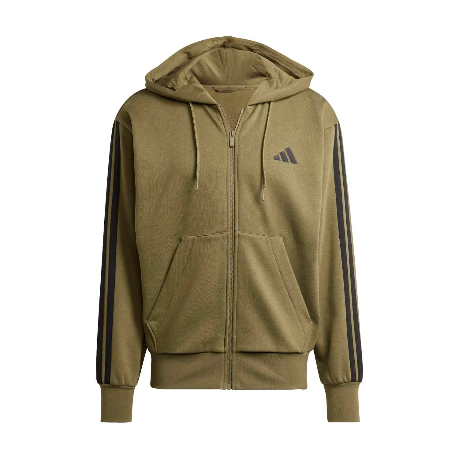 Essentials 3 Stripes Fleece FZ Hoody -Mens