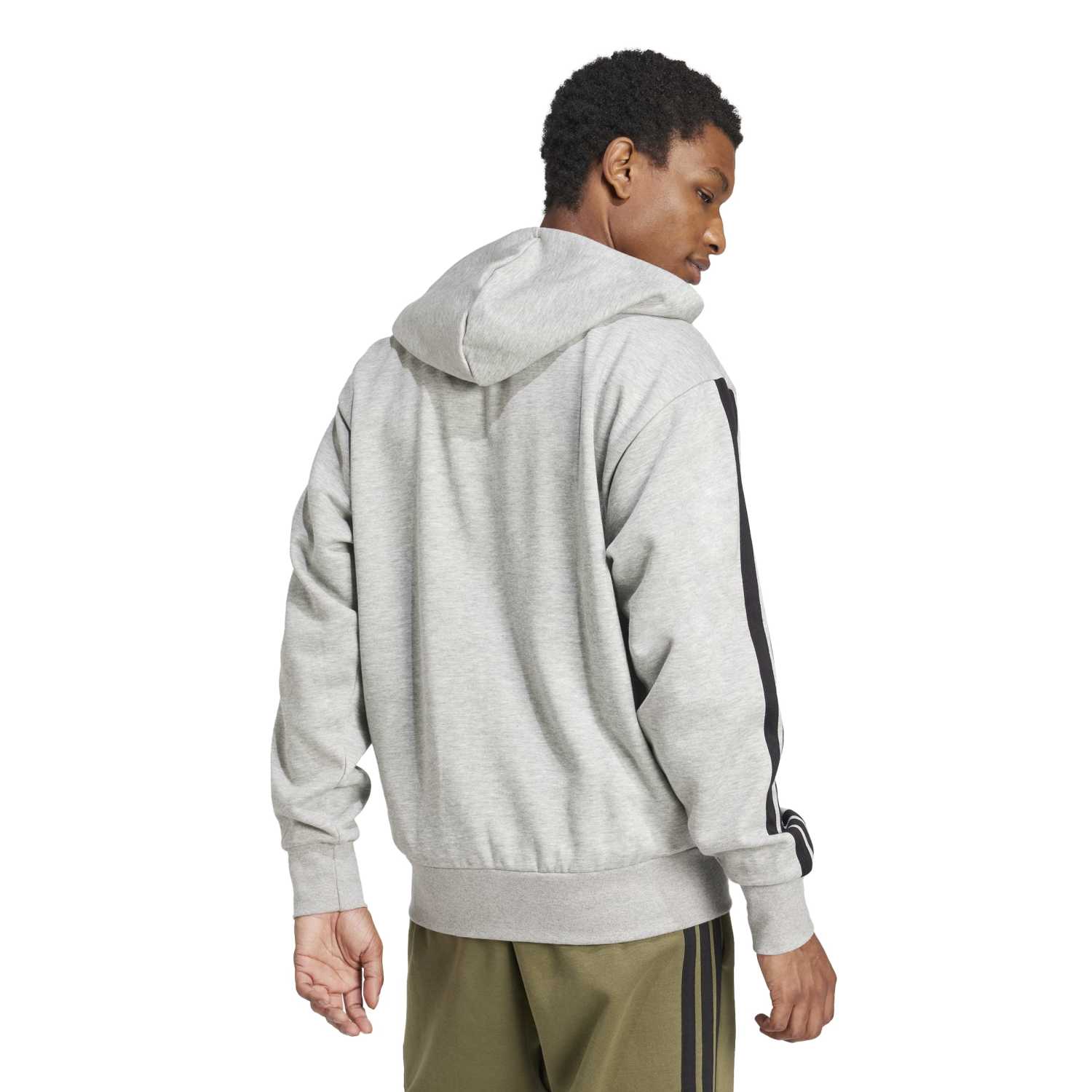 Essentials 3 Stripes Fleece FZ Hoody -Mens - Image 6