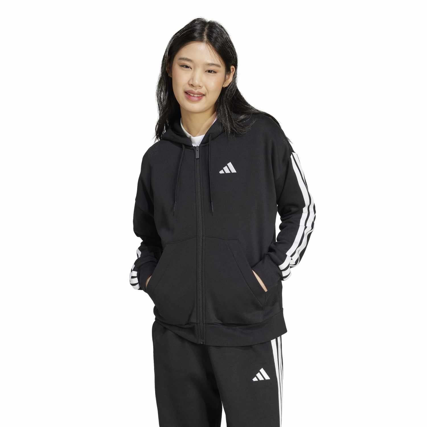 Essentials 3-Stripe FZ Hoody - Womens - Image 2
