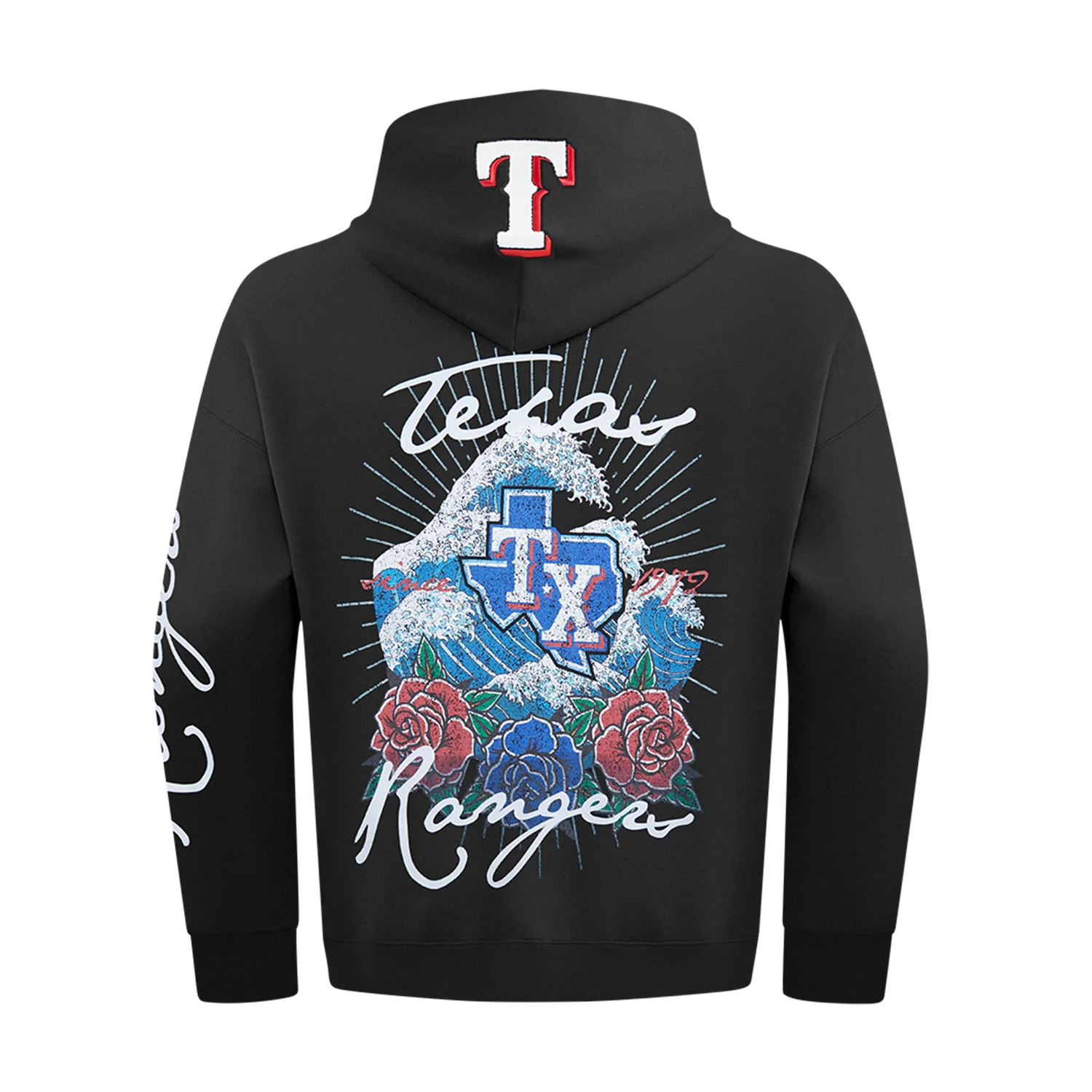 Texas Rangers Wave & Roses Hoodie -Mens - Image 3