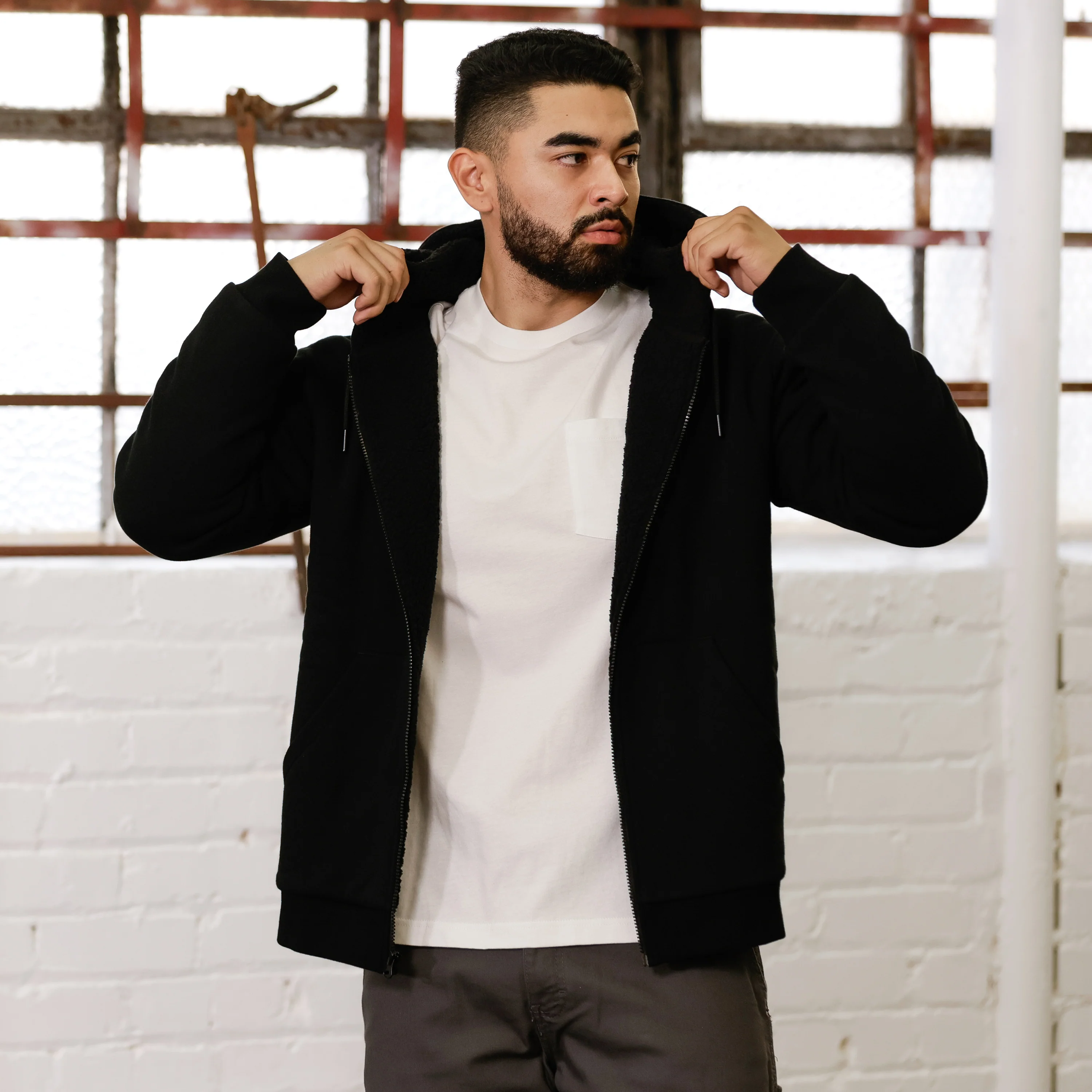 Sherpa Lined FZ Hoody - Mens - Image 3