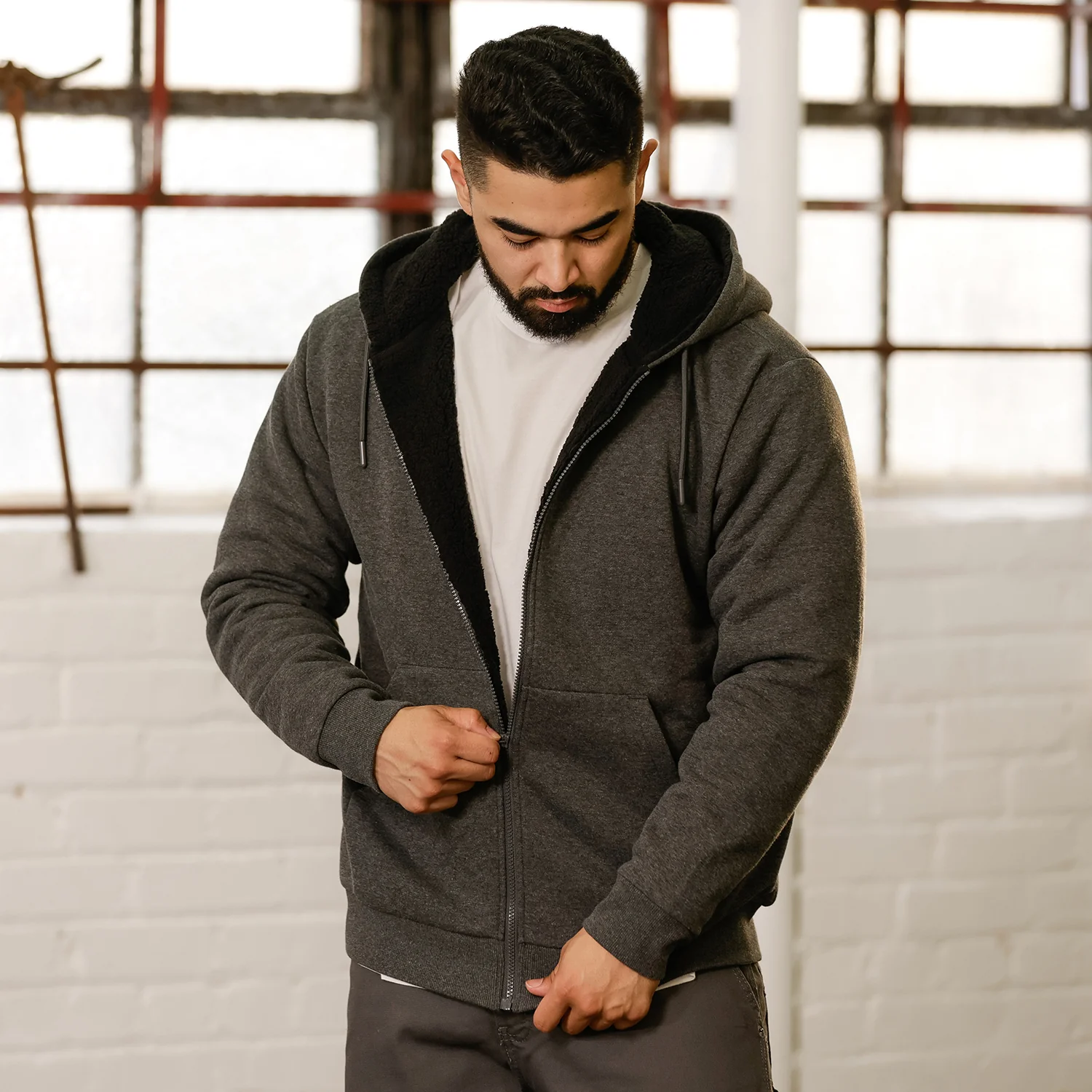 Sherpa Lined FZ Hoody - Mens - Image 2