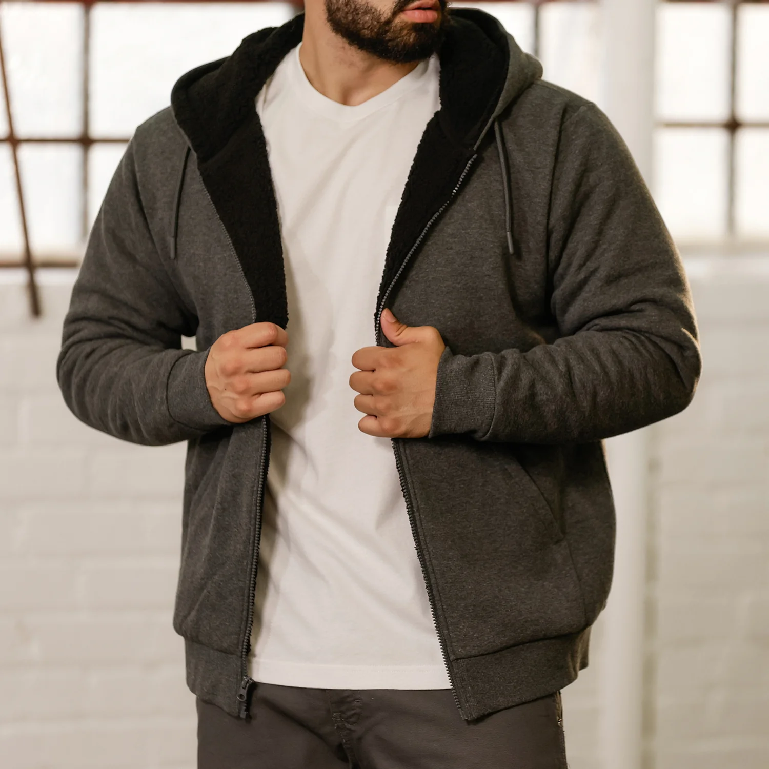 Sherpa Lined FZ Hoody - Mens - Image 4