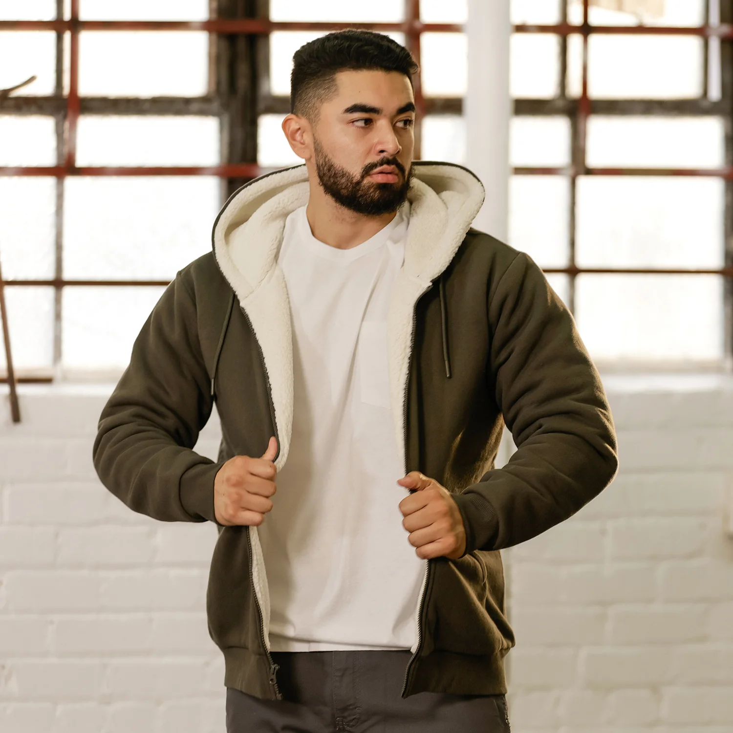Sherpa Lined FZ Hoody - Mens - Image 2