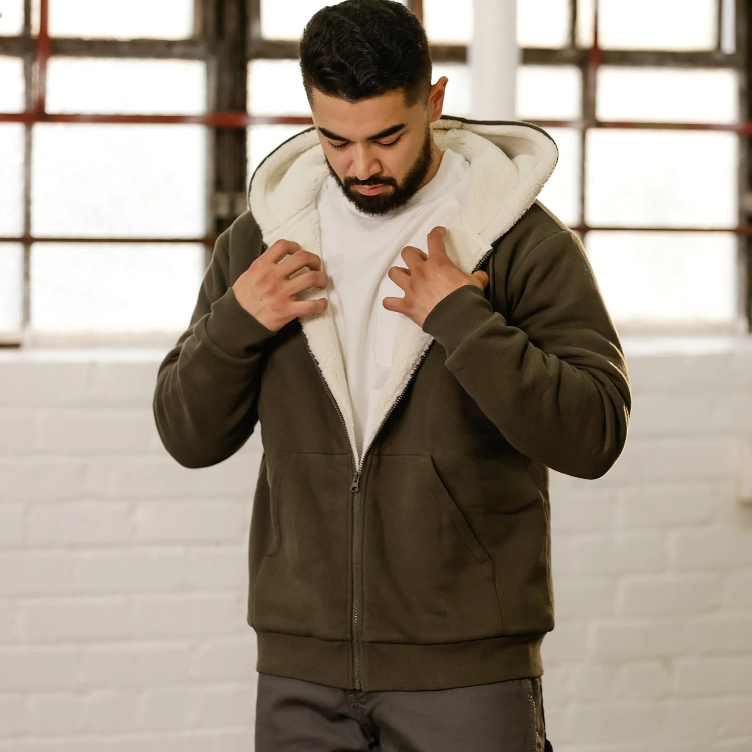 Sherpa Lined FZ Hoody - Mens - Image 4